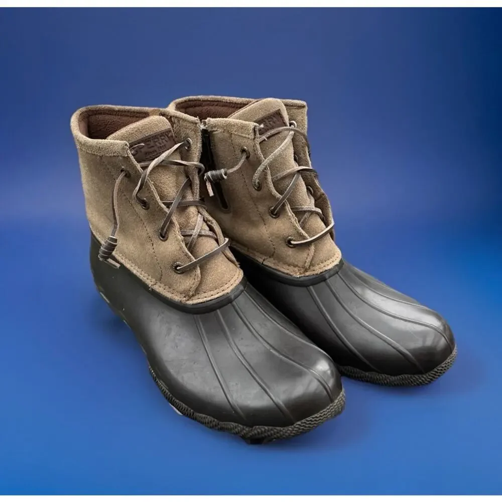 Sperry Saltwater Duck Boots Waterproof Brown Black Women's Size 9.5